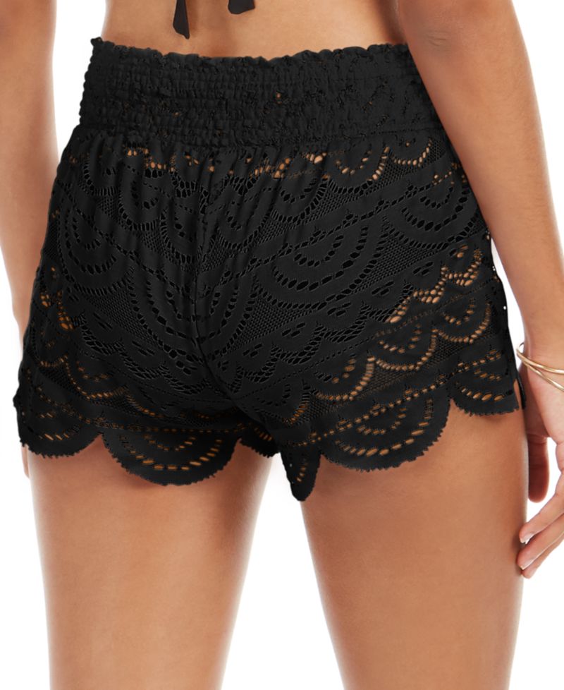 Juniors' 2.5" Scalloped Lace Cover-Up Shorts