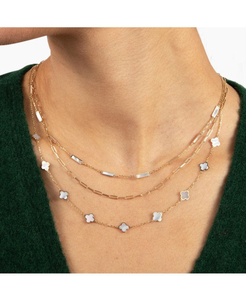 Mini Mother of Pearl Clover Necklace