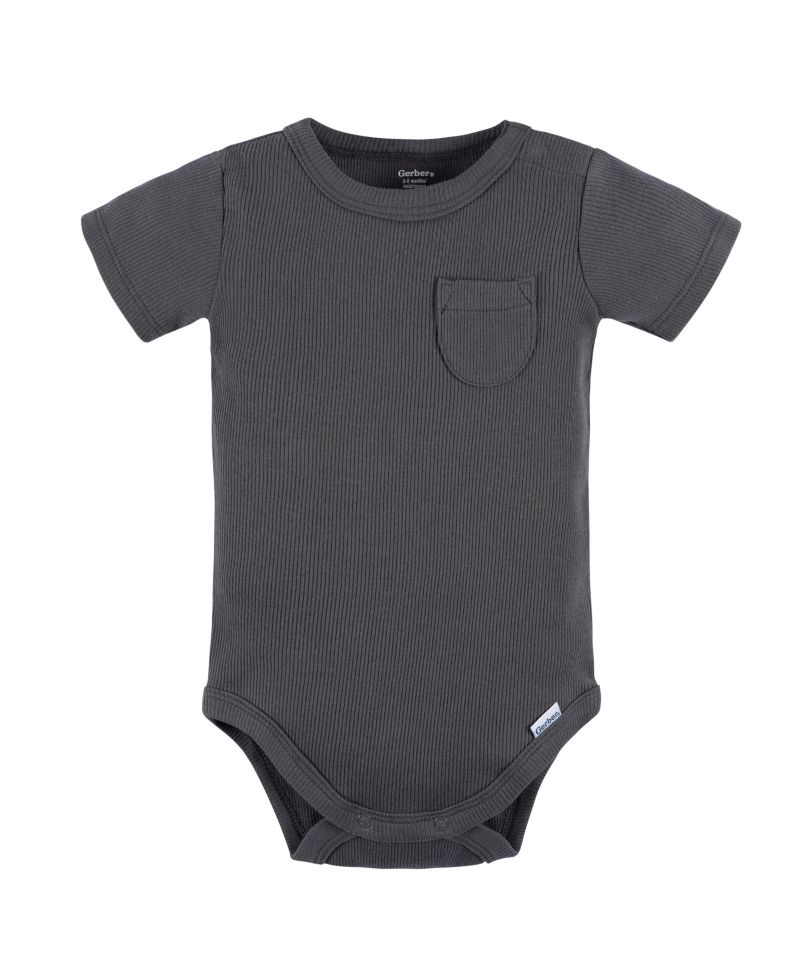 Baby Boys 2-Pack Bodysuit and Shorts Set, Dark Grey, 0-3 Months