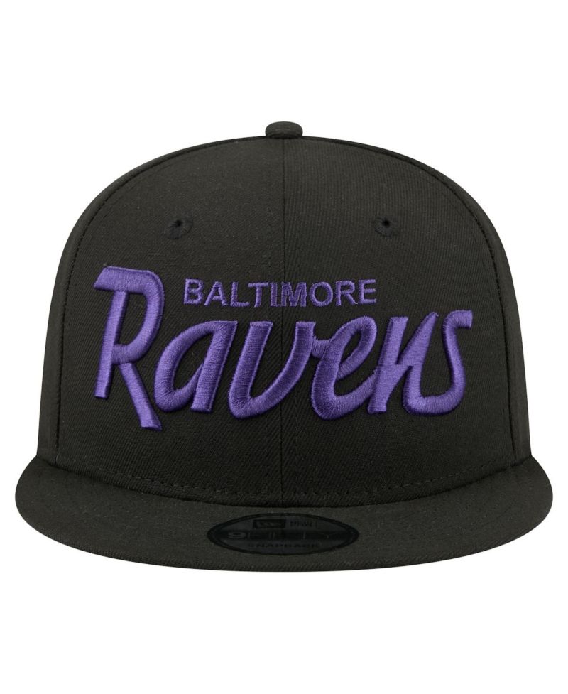 Men's Black Baltimore Ravens Core Team Script 9FIFTY Snapback Hat