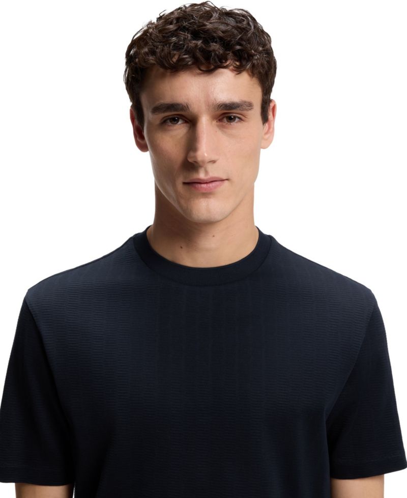 Men's Cotton Regular-Fit Jacquard Structure T-Shirt