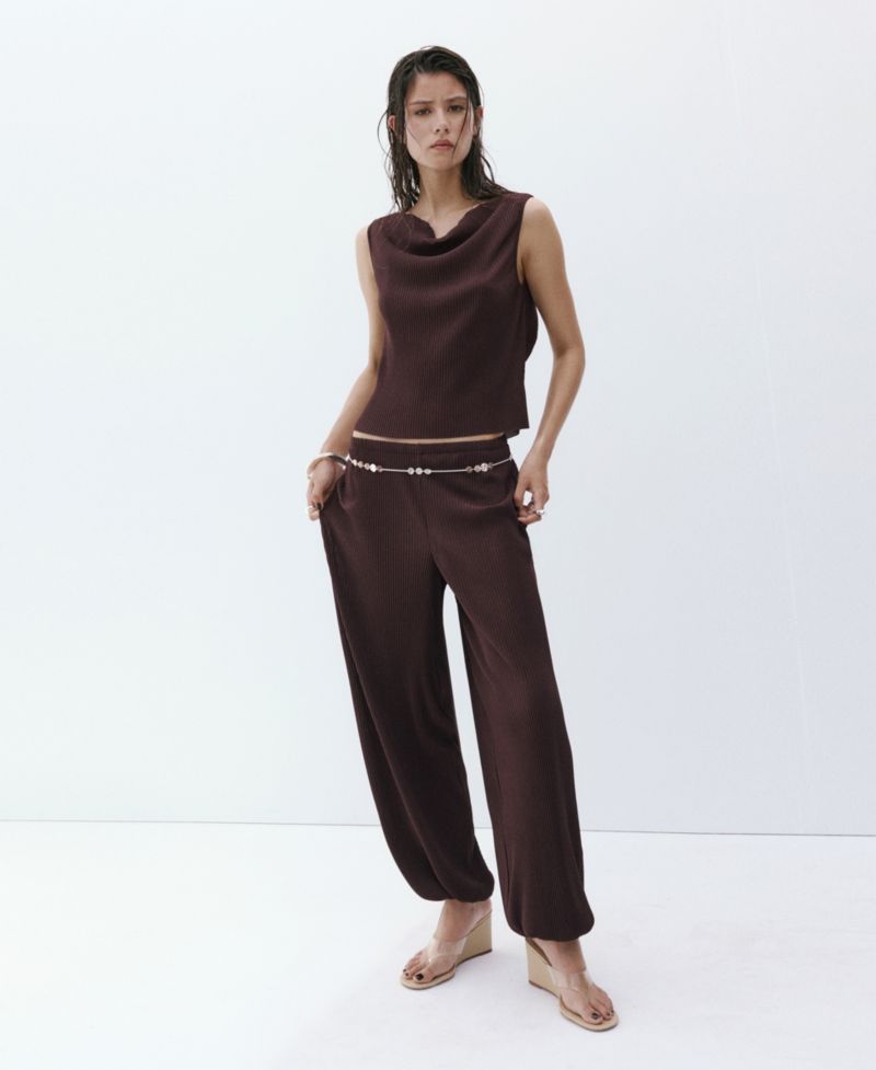 Women's Bead Detail At The Back Textured Top
