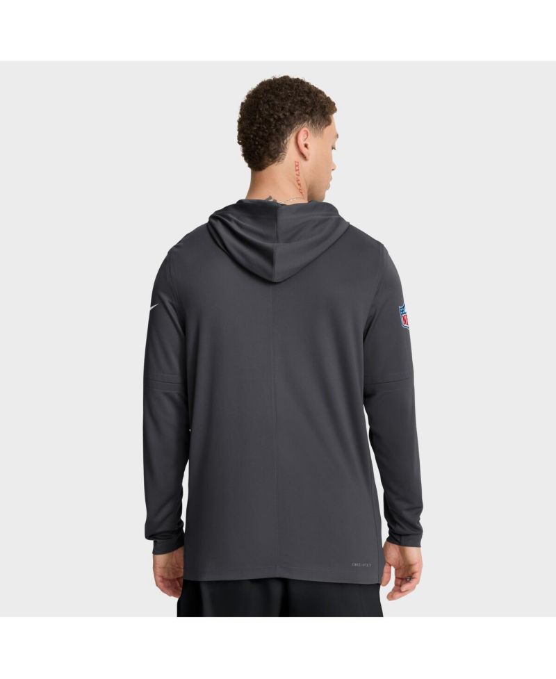 Men's Anthracite Green Bay Packers Sideline Pure Fury Performance Long Sleeve Hoodie T-Shirt