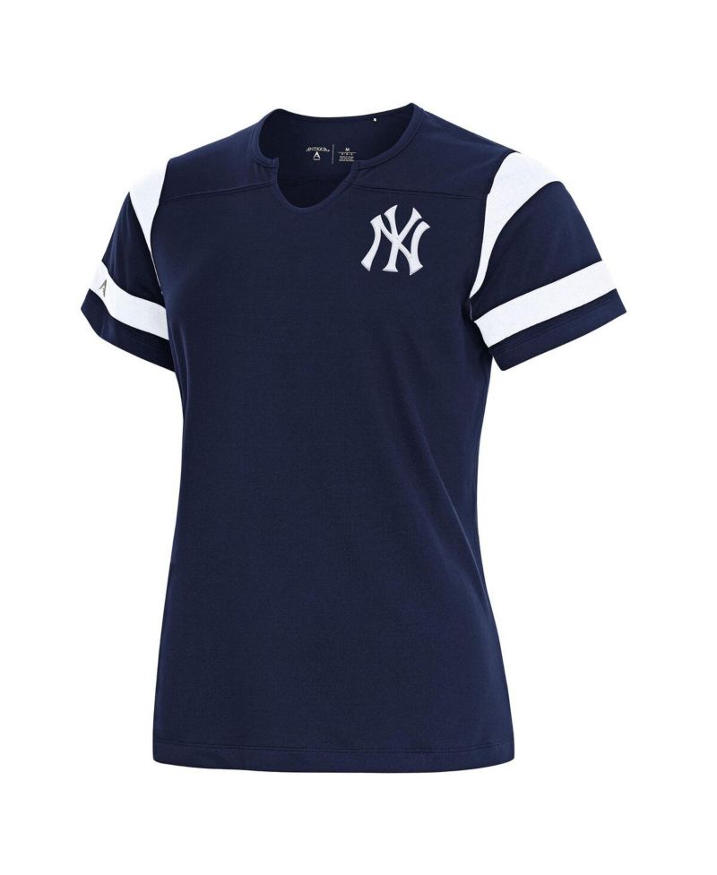 Women's Navy New York Yankees Encounter Notch Neck Top