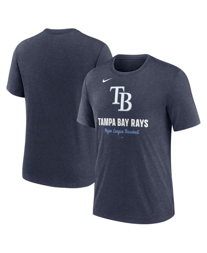Men's Heather Navy Tampa Bay Rays Logo Tri-Blend T-Shirt