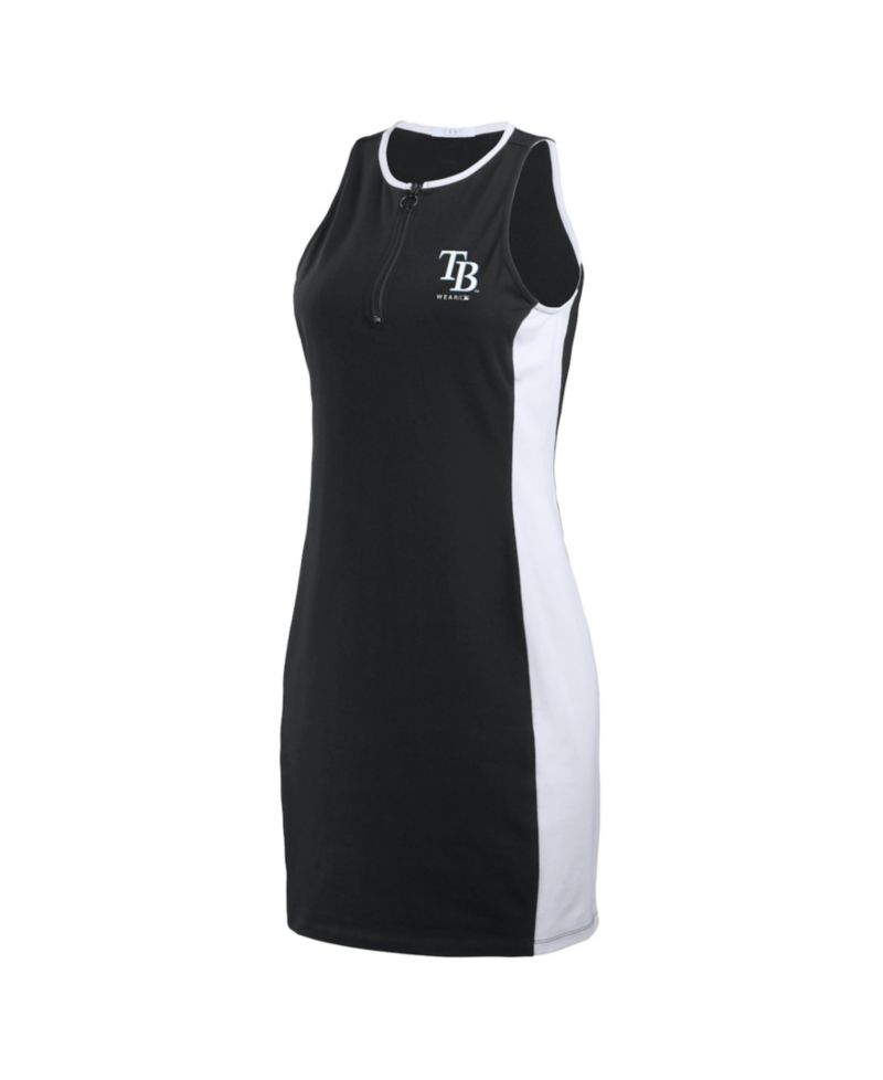 Women's Black Tampa Bay Rays Color Block Quarter-Zip Sleeveless Dress