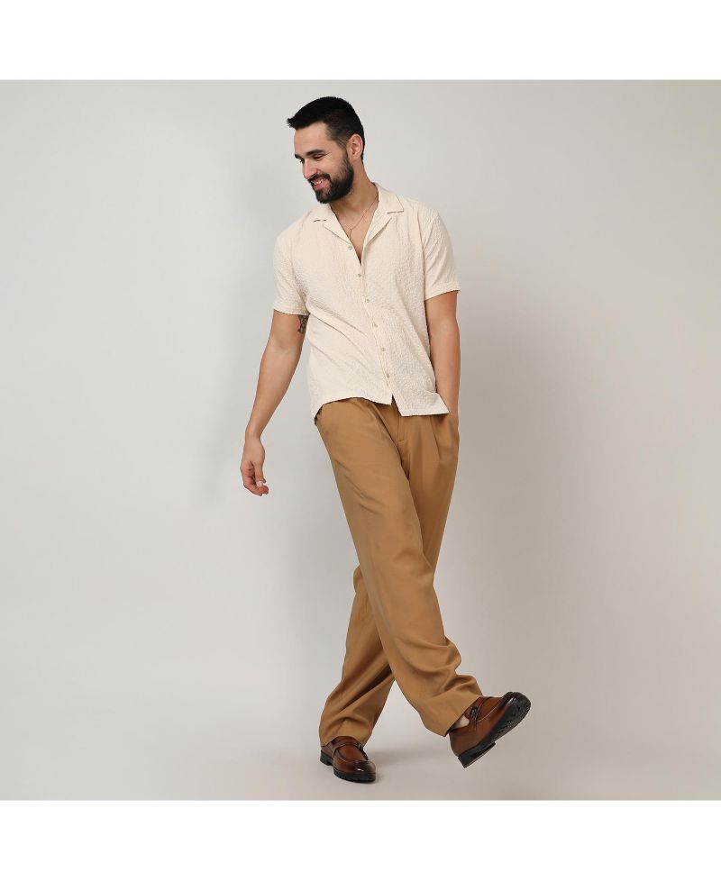 Men's Pale Yellow Micro Creased Shirt