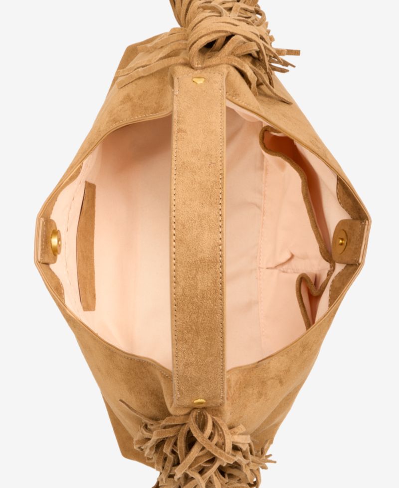 Fringed Faux-Suede Hobo Bag