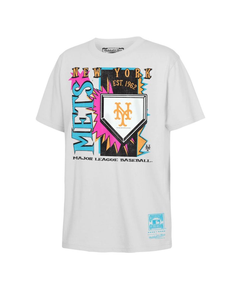 Big Boys and Girls White New York Mets Cooperstown Neon Field Shock T-Shirt