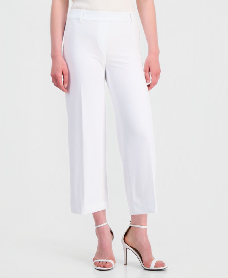 Women's Stretch Crepe Wide-Leg Cropped Pull-On Pants