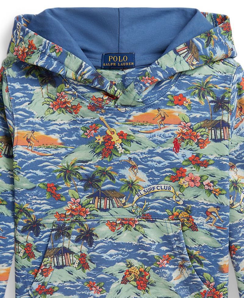 Boys' 2-7 Tropical-Print Ribbed Cuff Hoodie