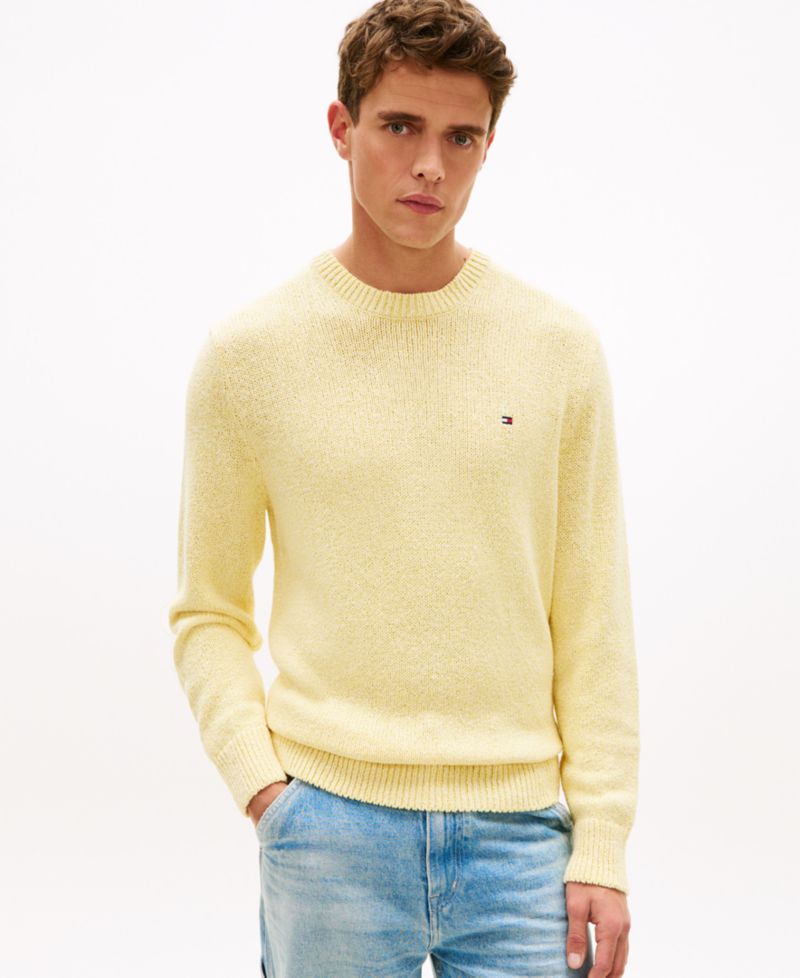 Men's Two-Tone Boucle Crewneck Sweater