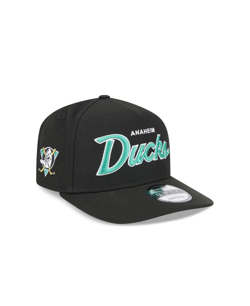 Men's Black Anaheim Ducks Script A-Frame 9FIFTY Snapback Hat