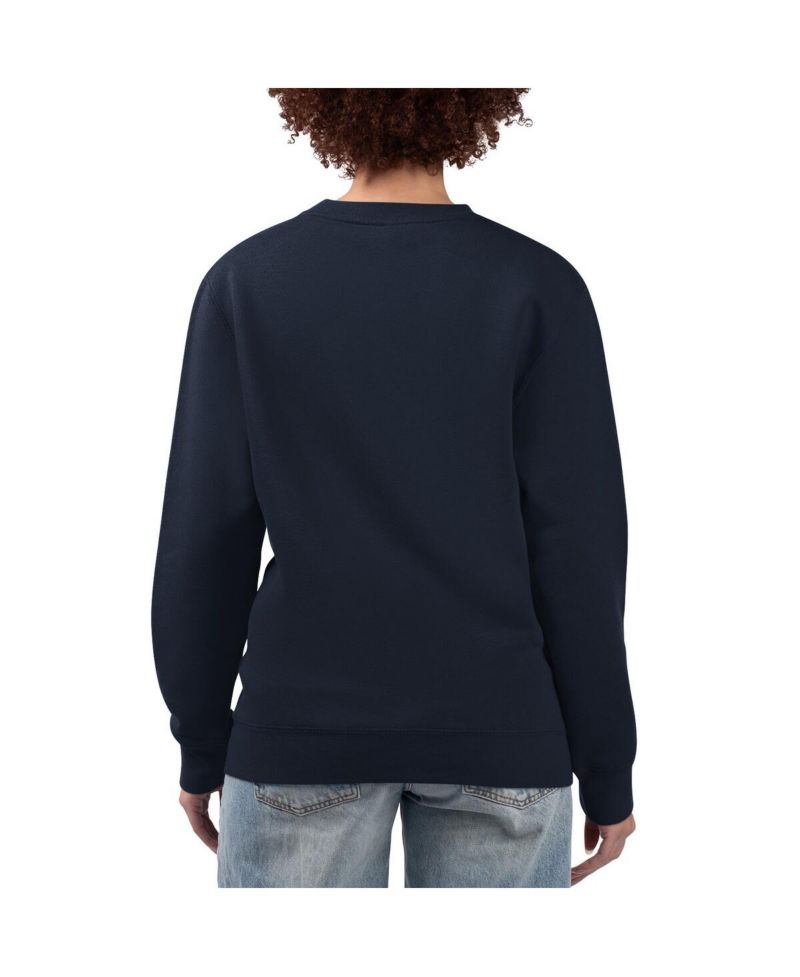 Women's Navy Denver Broncos Football Logo Graphic Fleece Tri-Blend Pullover Sweatshirt