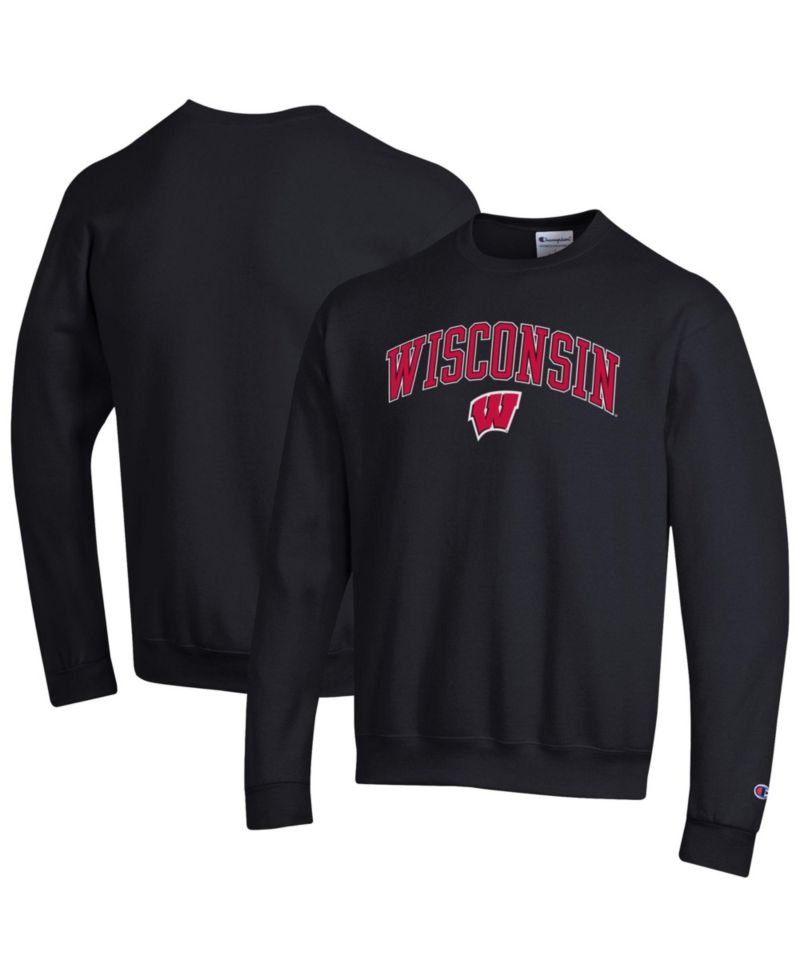 Men's Heather Gray Wisconsin Badgers Arch Over Logo Pullover Sweatshirt