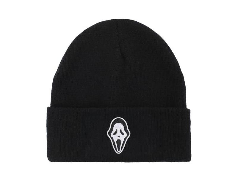 Men's Embroidered Face Logo On Black Cuff Beanie