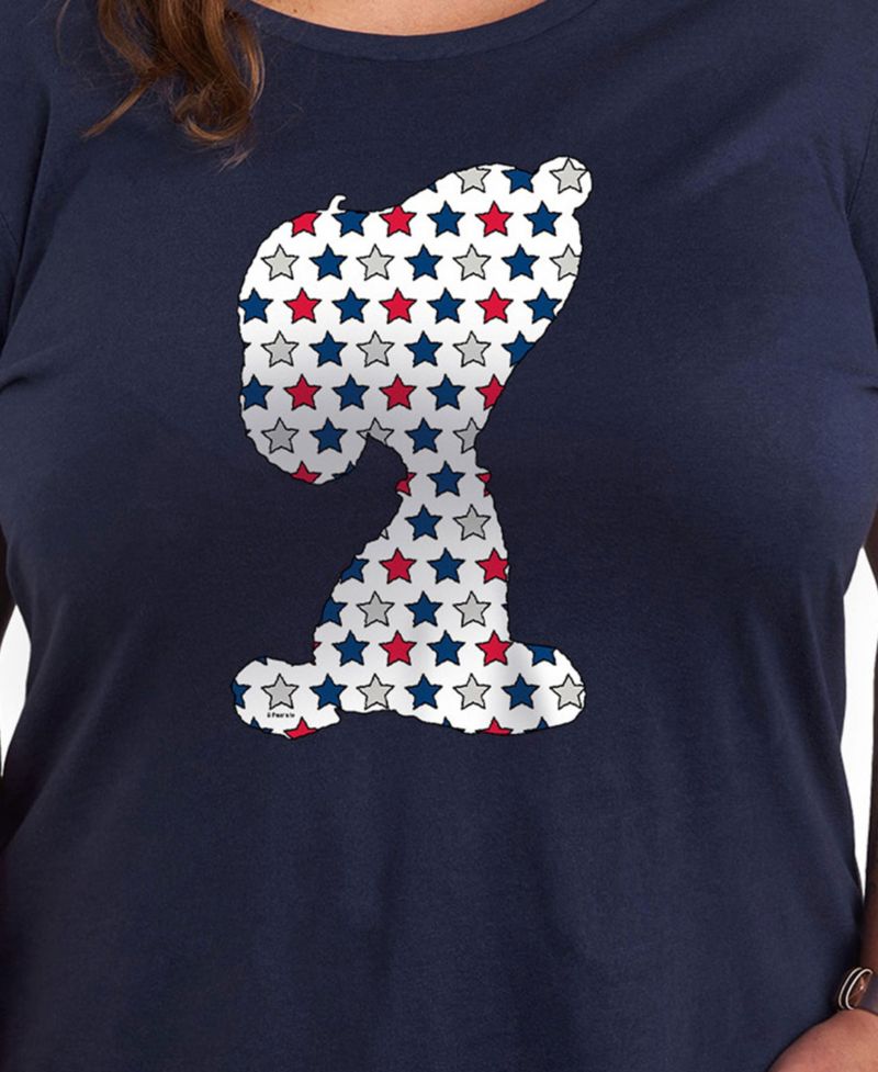 Plus Size Peanuts Americana Snoopy Graphic Crew Neck T-Shirt
