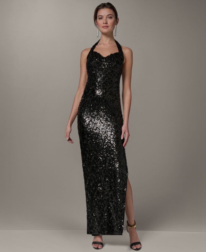 Women's Sequin Halter Neck Ball Gown