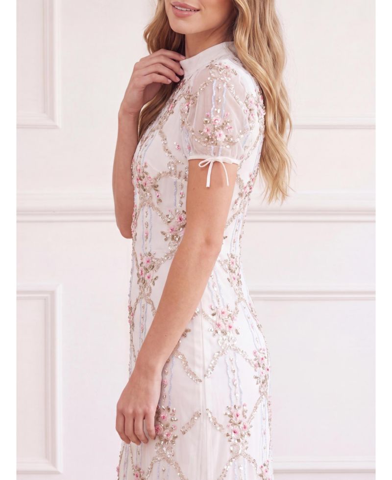 Women's High-Neck Embroidered Maxi Gown
