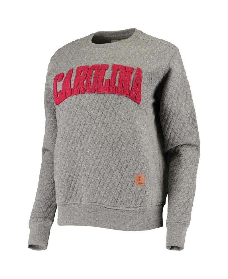 Women's Heathered Gray South Carolina Gamecocks Moose Applique Quilted Pullover Sweatshirt