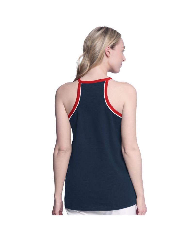 Women's Navy Atlanta Braves Curveball Racerback Tank Top