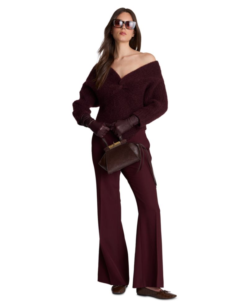 Women's Fly Front Back Zipper Flare Pant