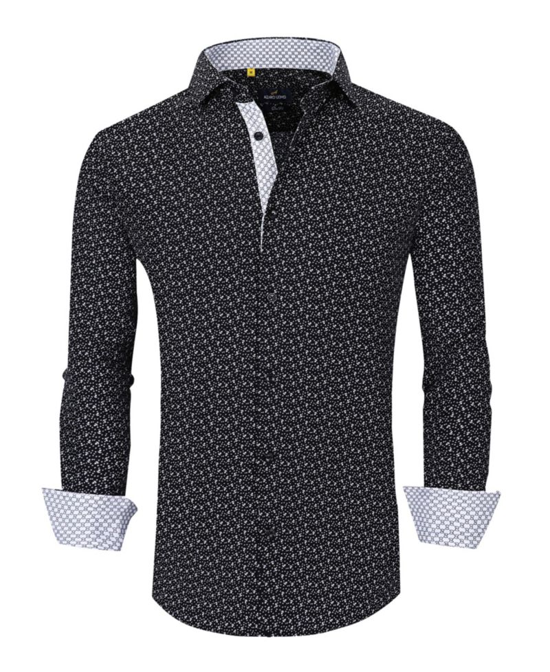 Men's Slim Fit Business Nautical Button Down Dress Shirt