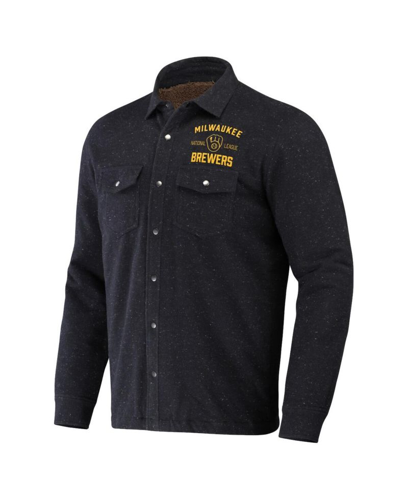 Men's Black Milwaukee Brewers Ringstop Full-Snap Shacket
