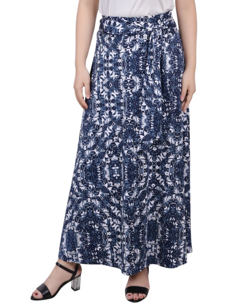Petite Printed Maxi Skirt with Sash Waist Tie