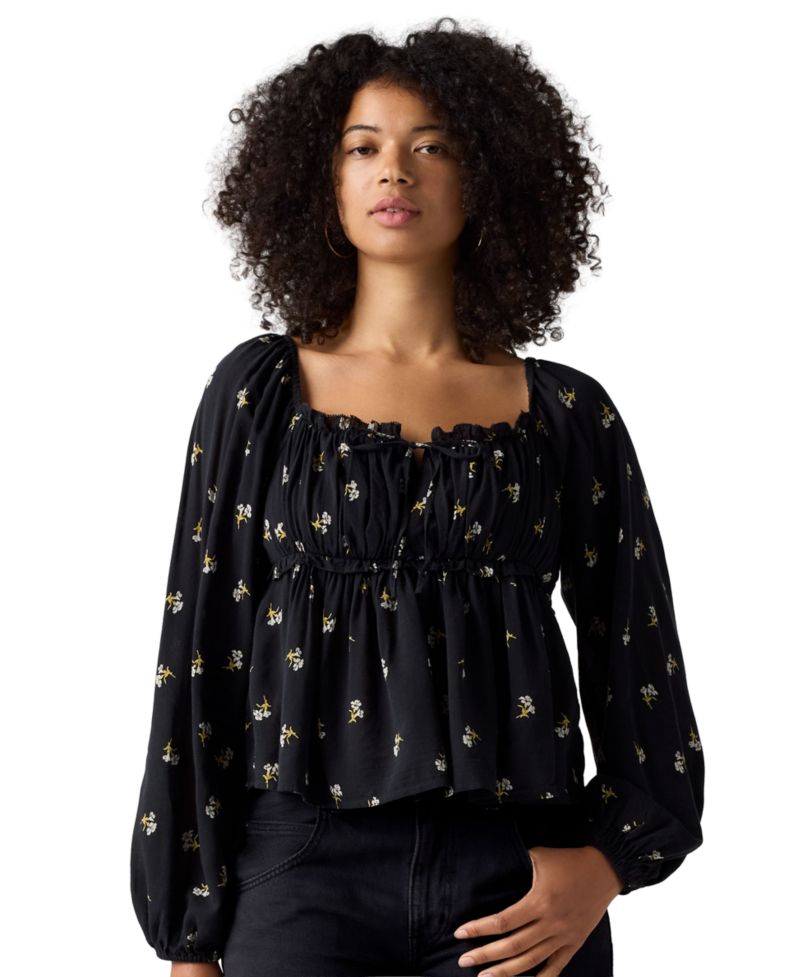 Women's Oraya Front-Tie Floral-Print Scoop Neck Blouse