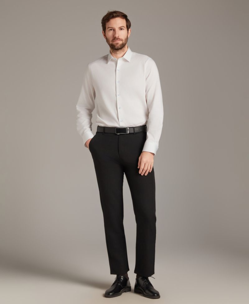 Men's Sateen Solid Contrast Buttons Dress Shirt
