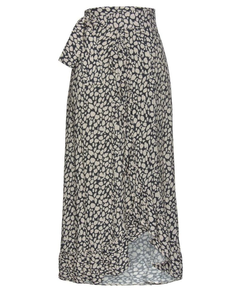 Women's Viscose Printed Convertible Maxi Ruffle-Trim Skirt