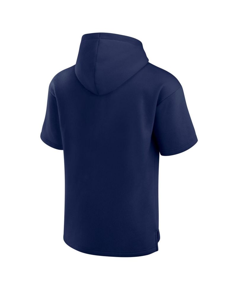 Men's Navy West Virginia Mountaineers Ready Short Sleeve Pullover Hoodie