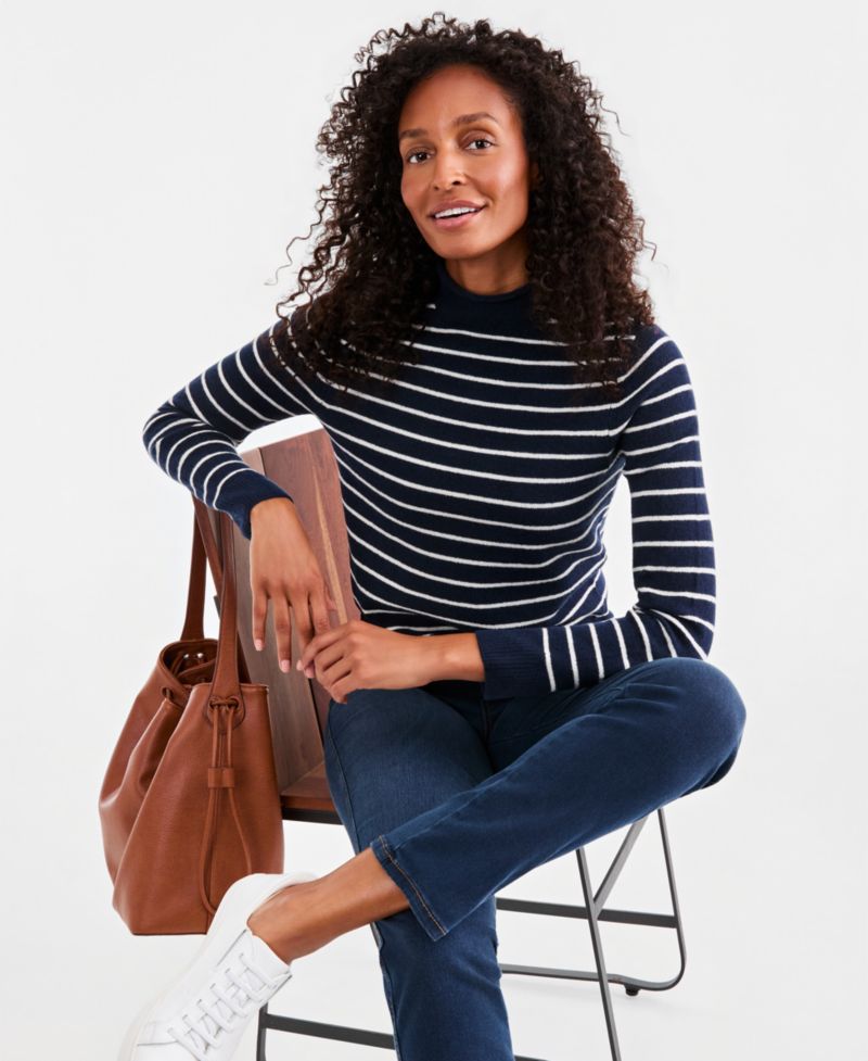 Petite Luxsoft Stripe Rollneck Sweater