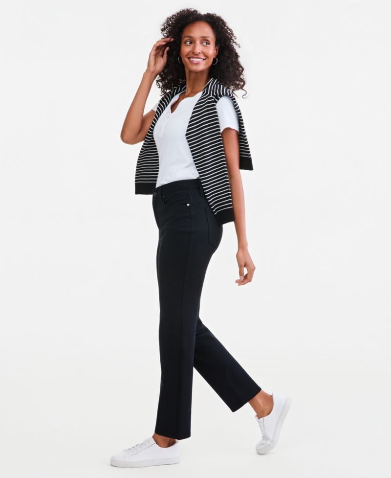 Women's High-Rise Straight-Leg Ponte Pants