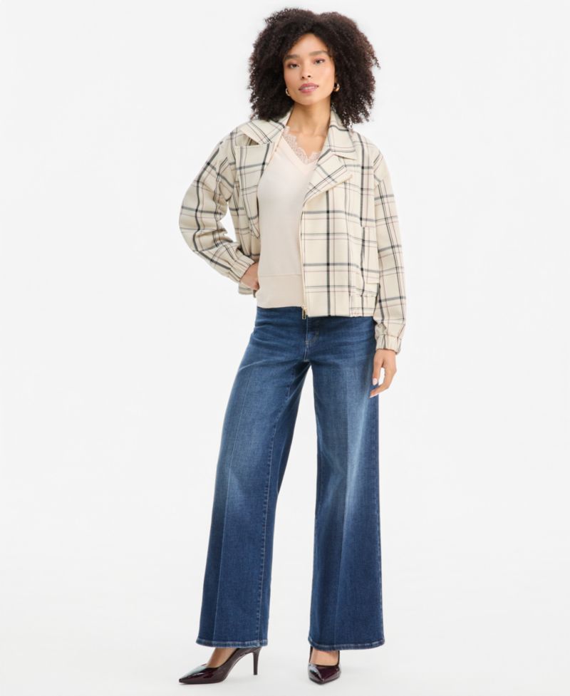 Women's Arlee Oversized Plaid Biker Jacket