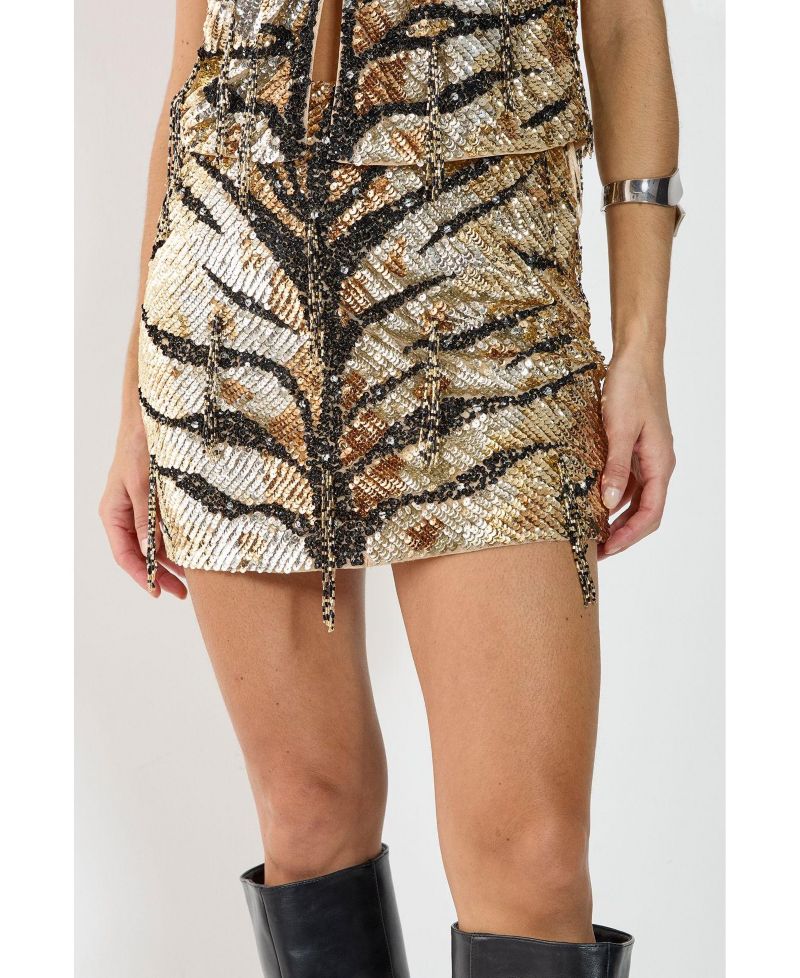 Women's Tassel Sequin Mini Skirt