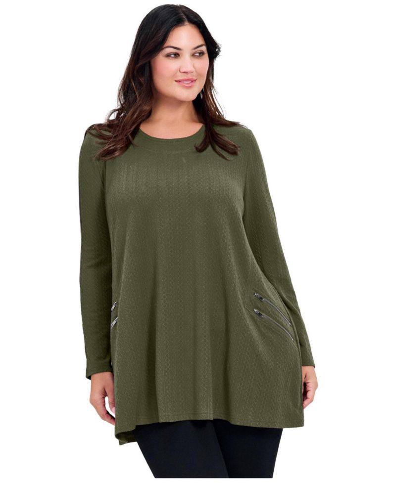 Women's Plus Size Alina Hacci Zip Detail Tunic