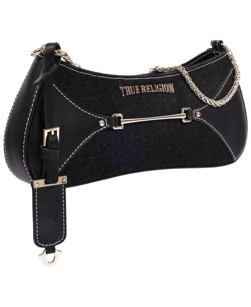 Women's Zip Top Denim Shoulder Bag