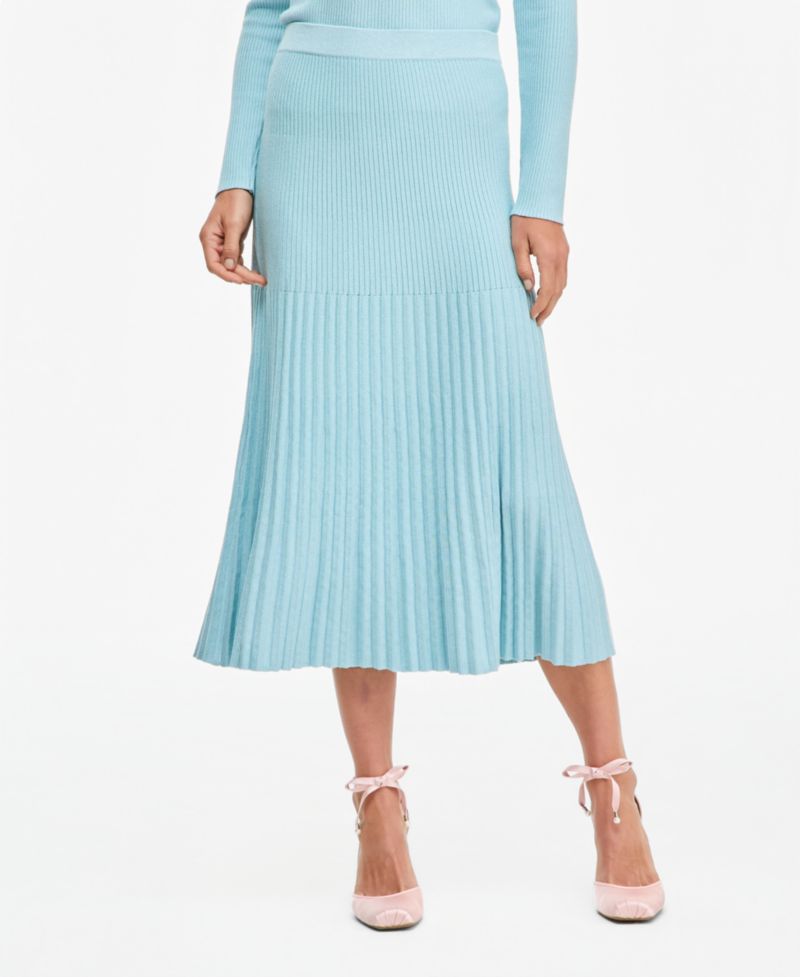 Women's Pleated Rib Midi Sweater Skirt