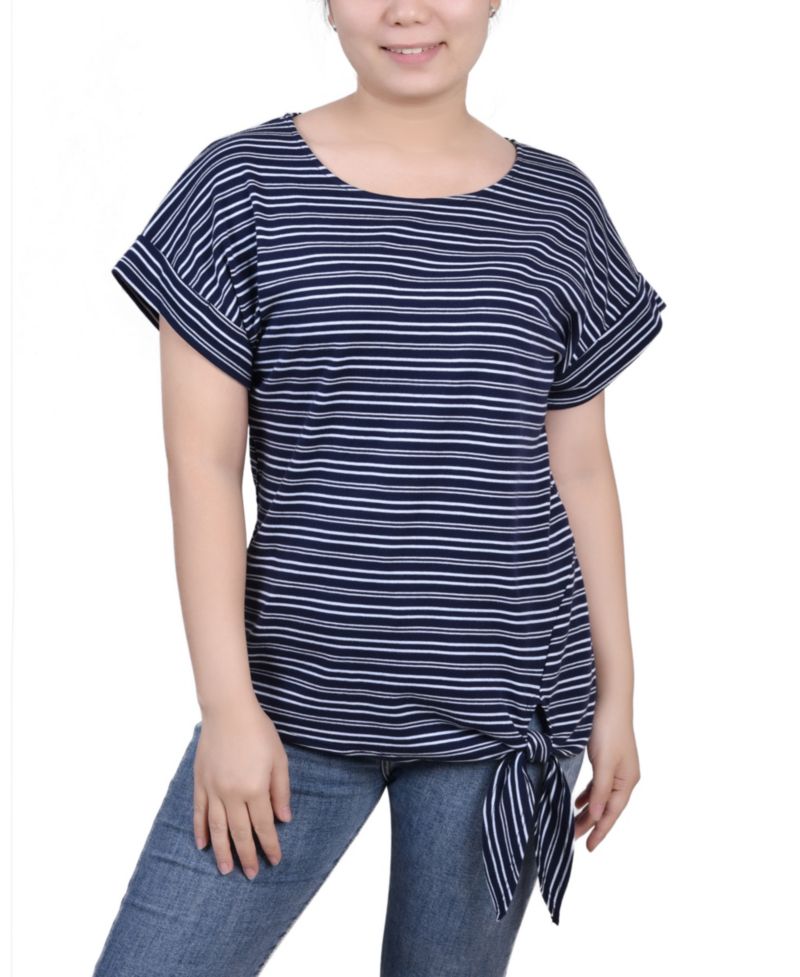 Women's Short Sleeve Tie Front Top