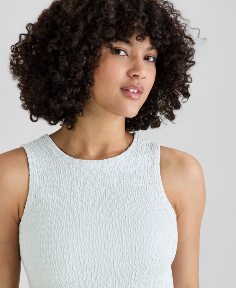 Women's Smocked Bodice Cotton Mini Dress
