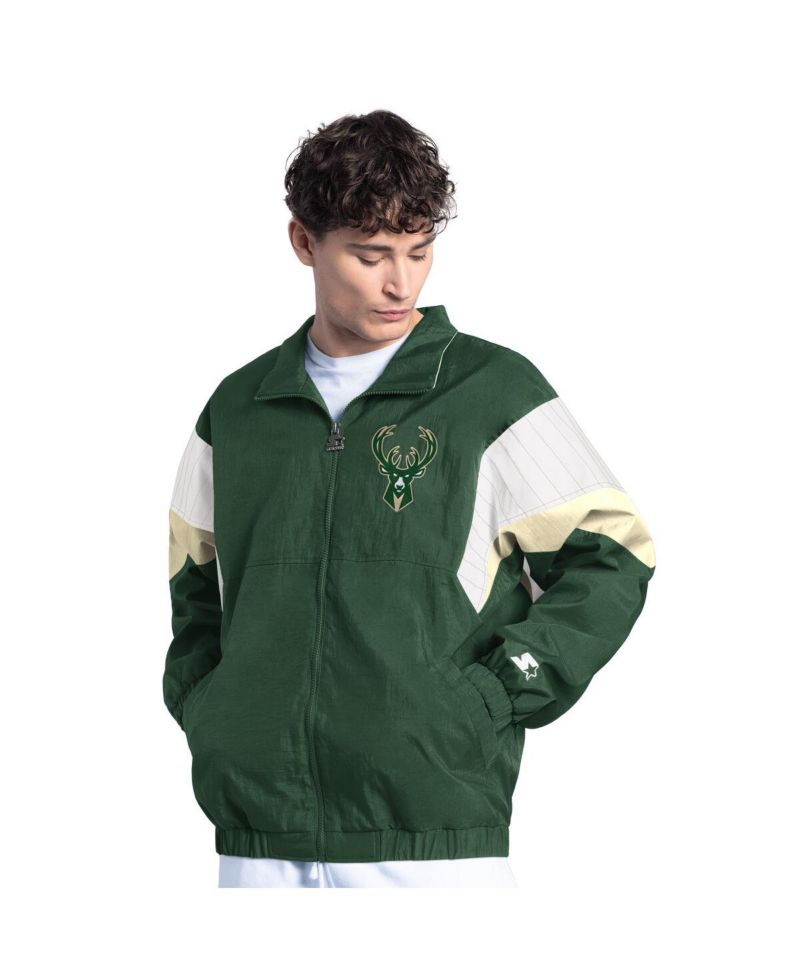 Men's Hunter Green Milwaukee Bucks Yard Line Full-Zip Jacket