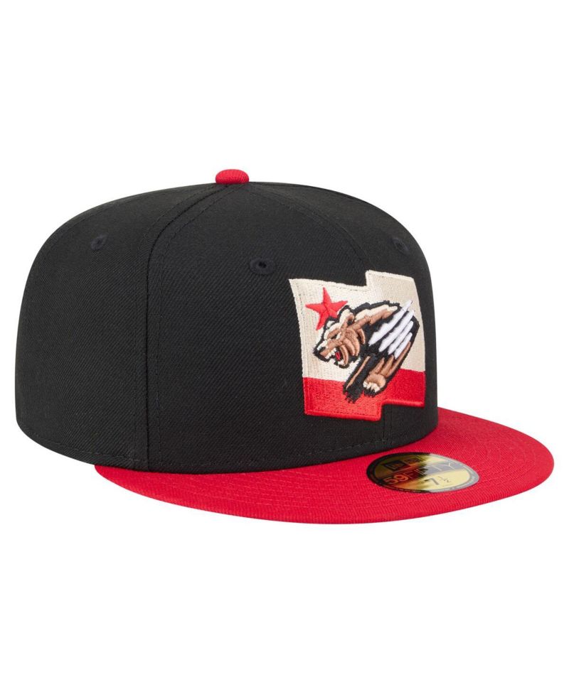 Men's Black/Red Fresno Grizzlies Authentic Collection 59FIFTY Fitted Hat
