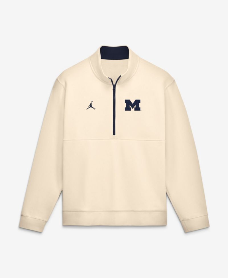 Men's Cream Michigan Wolverines Primetime Club Fleece Half-Zip Pullover Sweatshirt