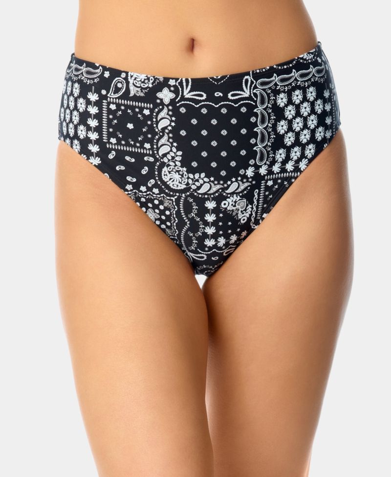 Women's Bandana Print High-Waist Swim Bottoms