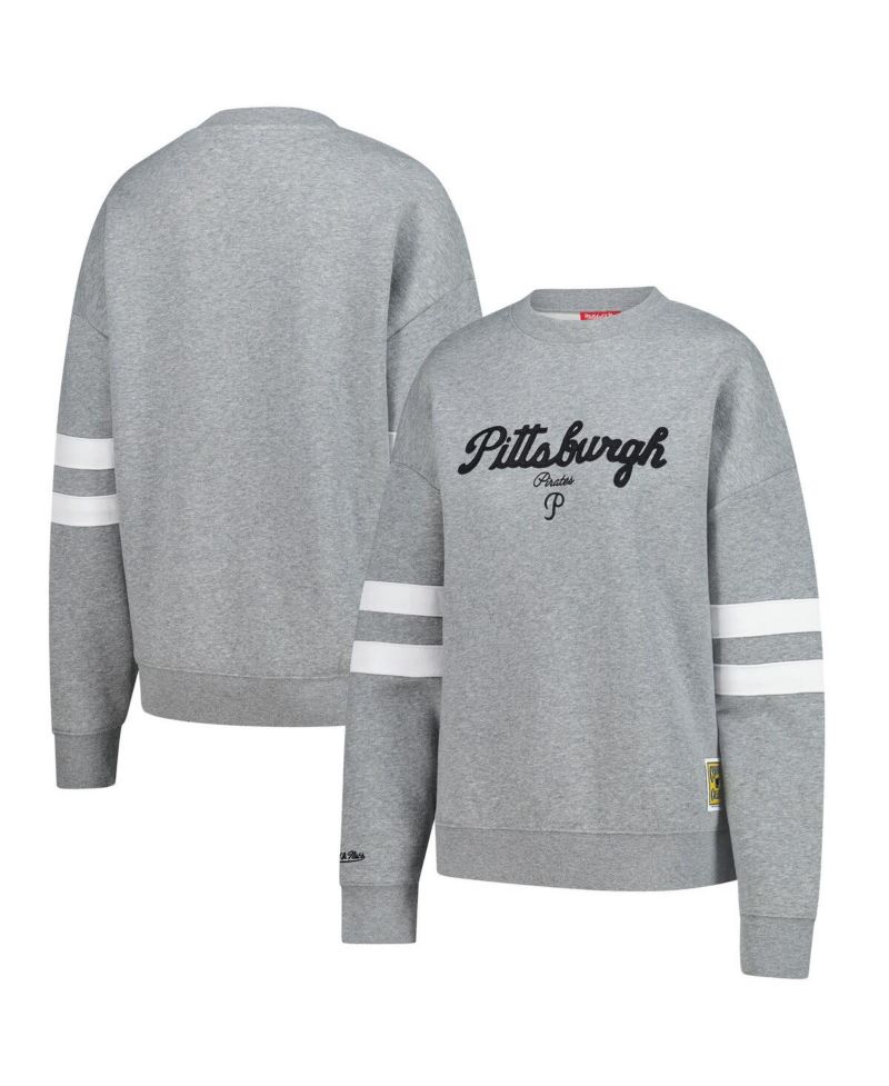 Women's Heather Gray Pittsburgh Pirates Lightweight Logo Pullover Sweatshirt