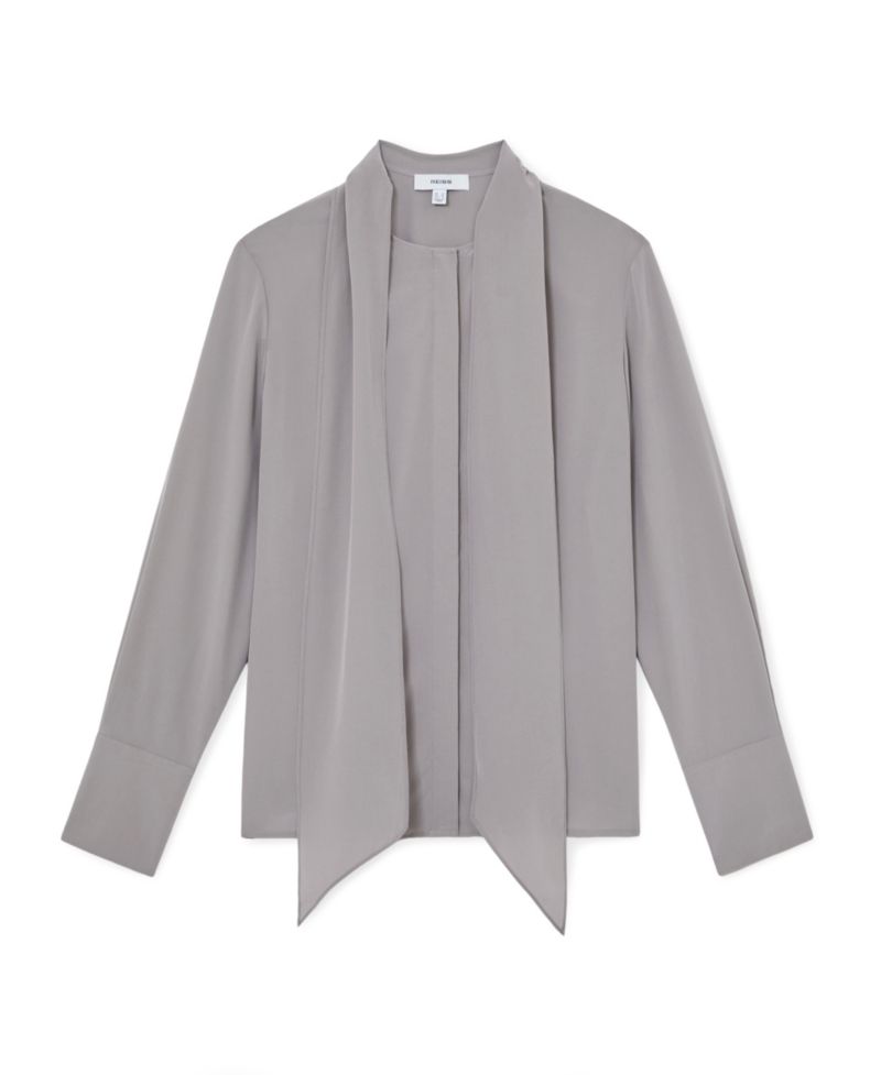 Women's Kathlyn Long-Sleeve Tie-Neck Silk Blouse