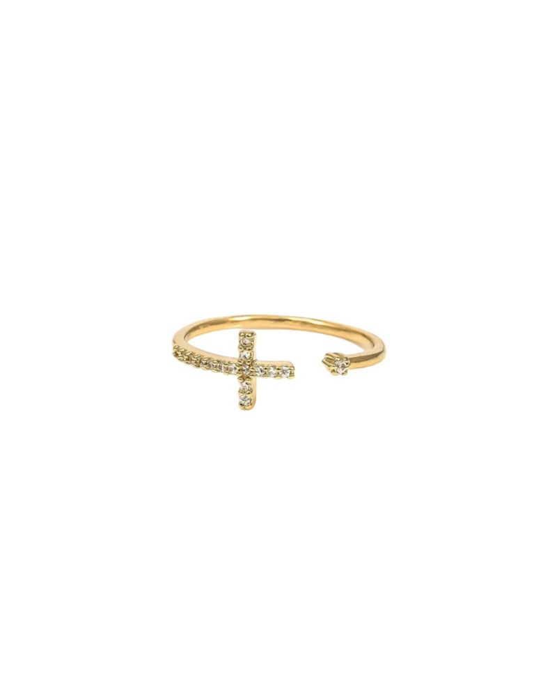 14k Gold Plated Cross Ring Faith Jewelry Dainty Trendy Everyday