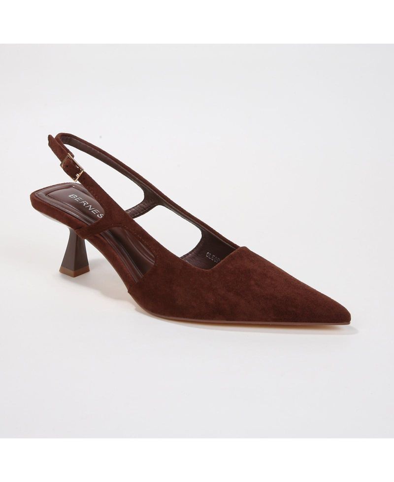 Cleopatra Faux Suede Slingback Kitten Heels